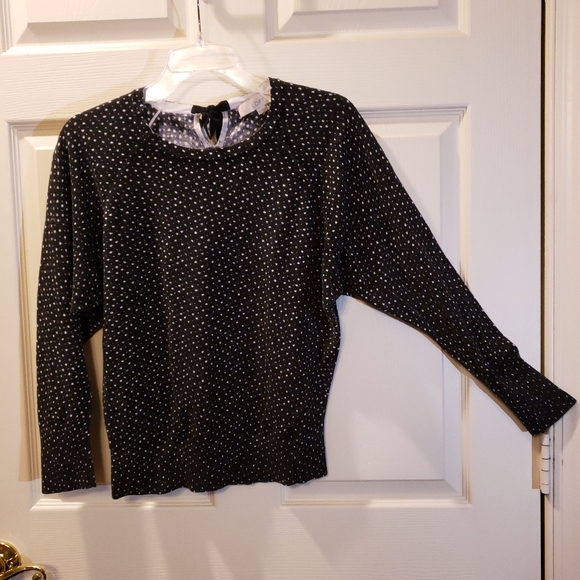 LOFT Sweaters - Black and White Polka Dot Sweater w/ Dolman Sleeve